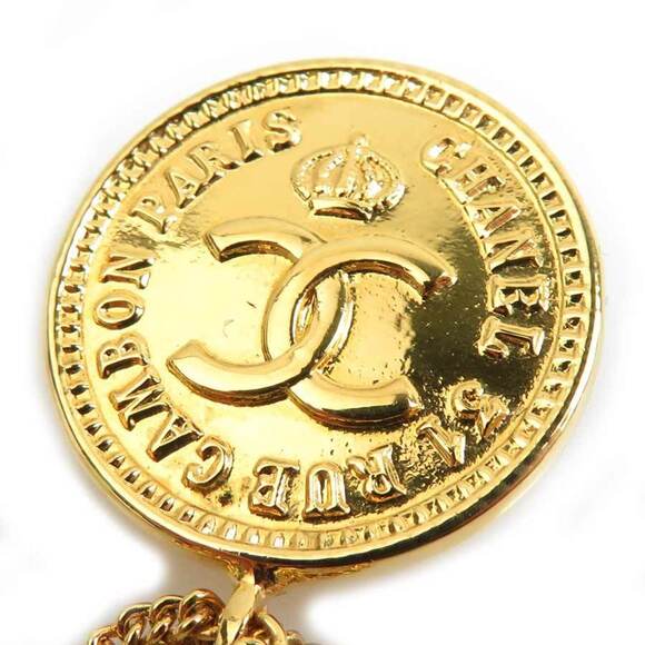 CHANEL Gold Plated CC Logos Diamond Vintage Pin Brooch #574c  CHANEL Authentic Gold Logo Brooch